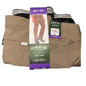 Men's Orvis Trek Pants Comfort Waistband Stretch Fabric 40x29 New With Tags